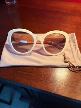 Tory Burch White Oversized Mirrored Cat-Eye Sunglasses